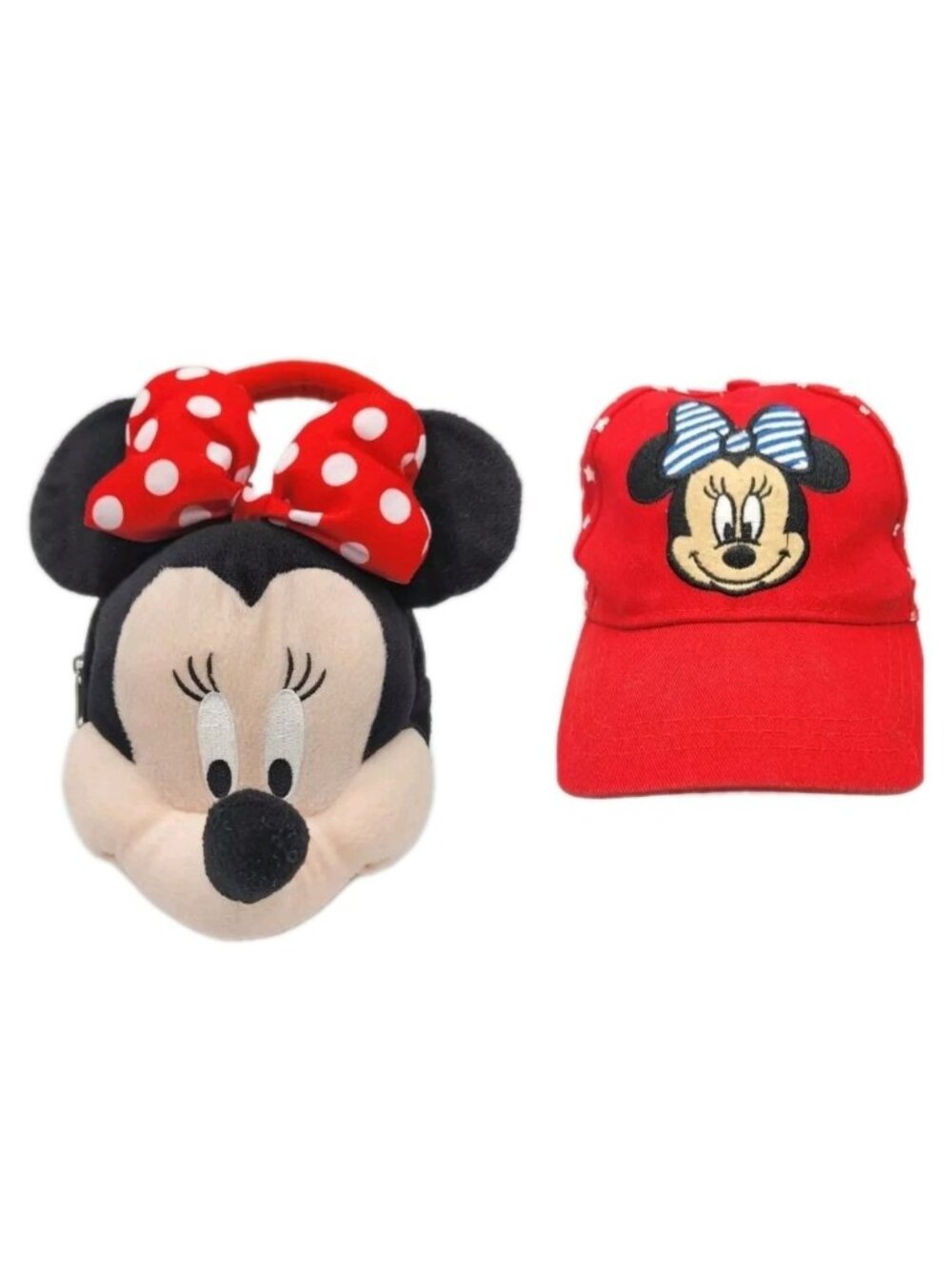 Minnie Mouse Plush Purse Soft Face Disney Bag, Medium Hat and Bubblepop Keychain